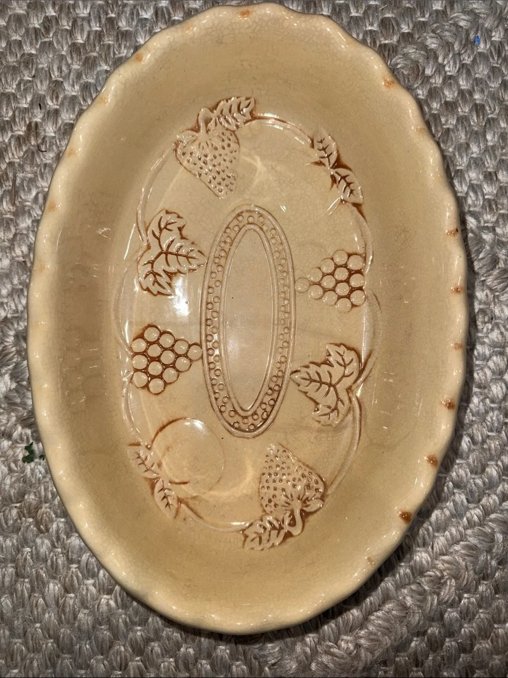 Stoneware Dish Scalloped Edges Oval 11-1/4”X 7-1/2” 2” Deep Thanksgiving Harvest